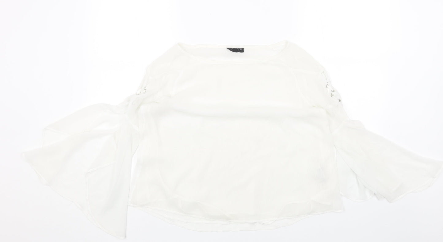 Topshop Womens Black Polyester Basic Blouse Size 6 Round Neck