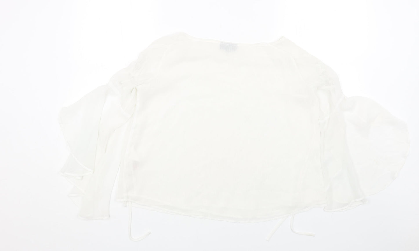 Topshop Womens Black Polyester Basic Blouse Size 6 Round Neck