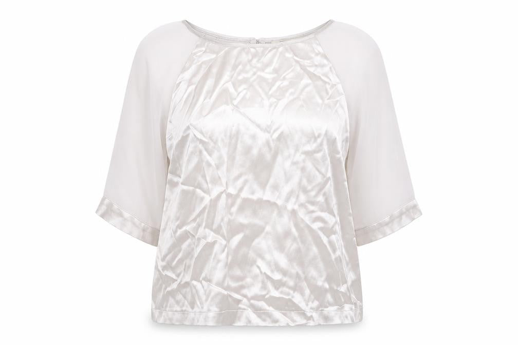 Papaya Womens Silver Polyester Basic Blouse Size 14 Round Neck