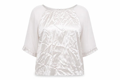 Papaya Womens Silver Polyester Basic Blouse Size 14 Round Neck