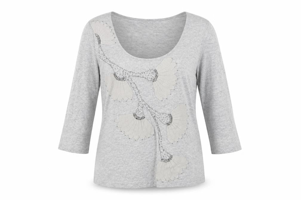 Per Una Womens Grey Scoop Neck Geometric Polyester Pullover Jumper Size 12