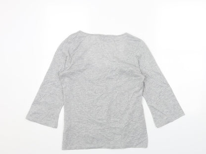 Per Una Womens Grey Scoop Neck Geometric Polyester Pullover Jumper Size 12