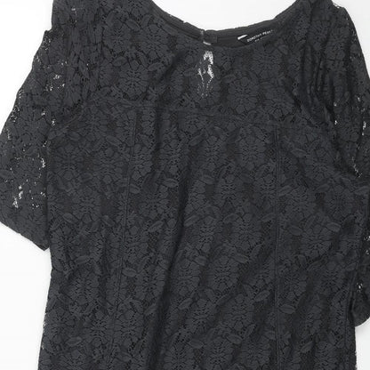 Dorothy Perkins Womens Grey Floral Polyester A-Line Size 14 Round Neck Pullover