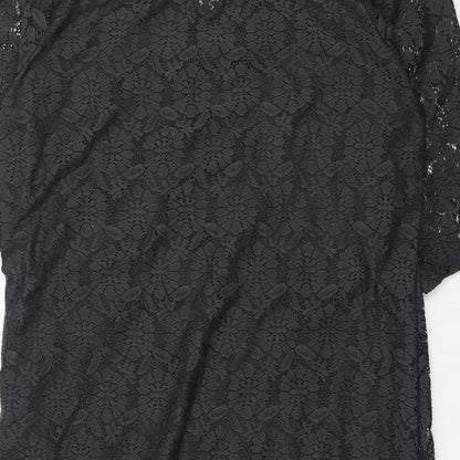 Dorothy Perkins Womens Grey Floral Polyester A-Line Size 14 Round Neck Pullover