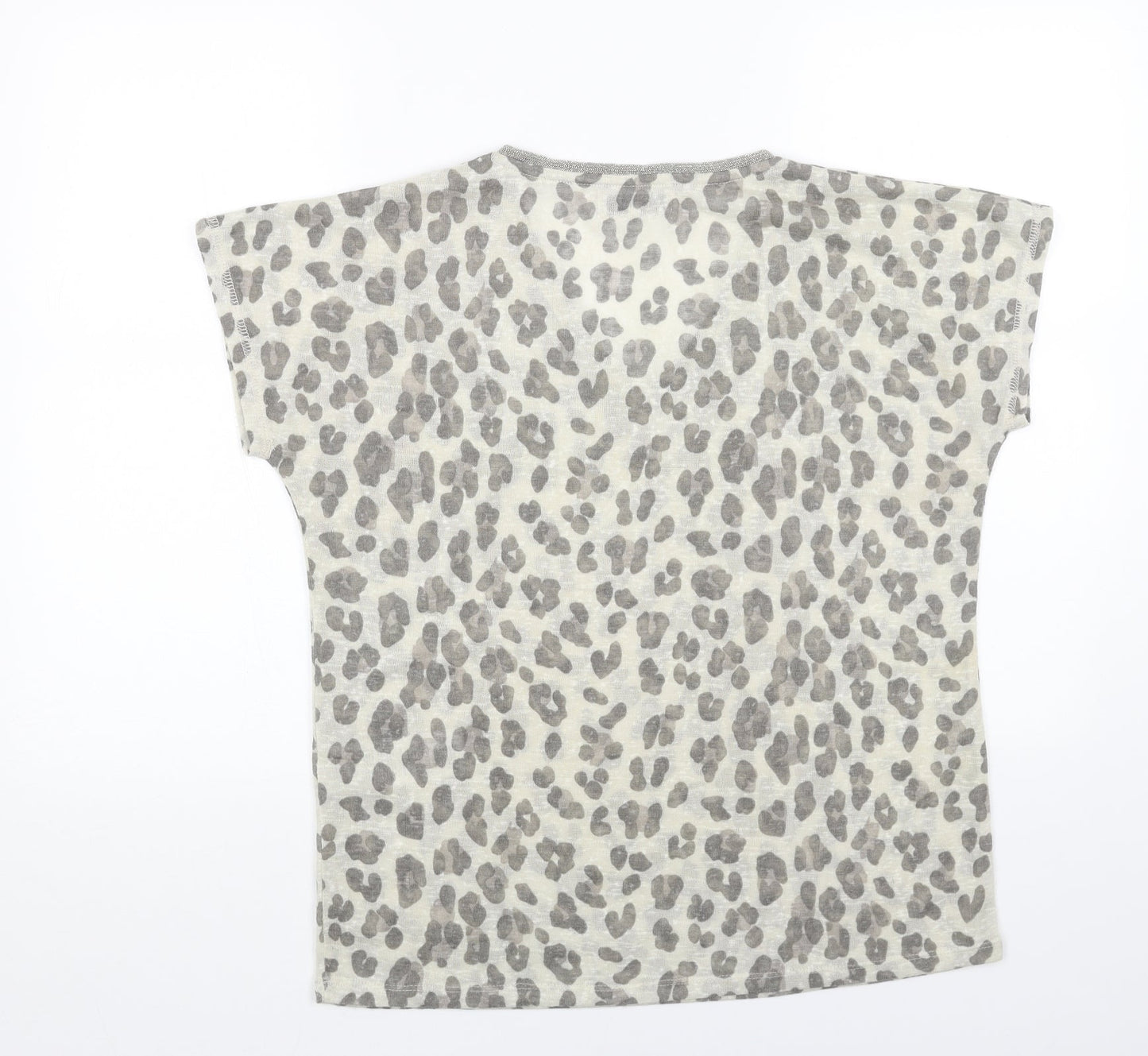 Soyaconcept Womens Grey V-Neck Animal Print Polyester Pullover Jumper Size M - Leopard Pattern