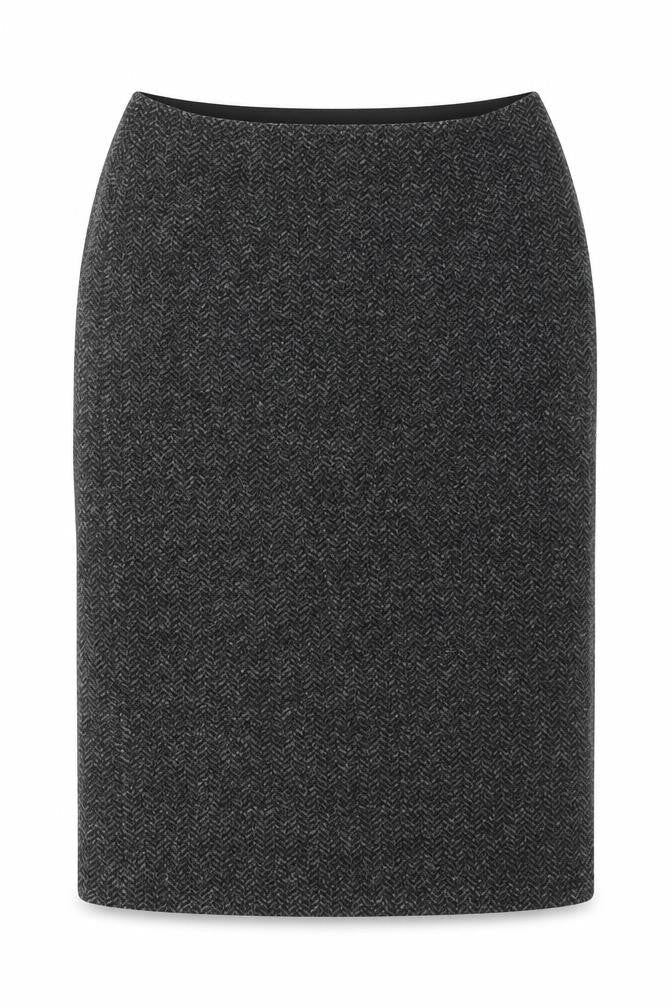 Preworn Womens Grey Herringbone Polyester Straight & Pencil Skirt Size 38 in