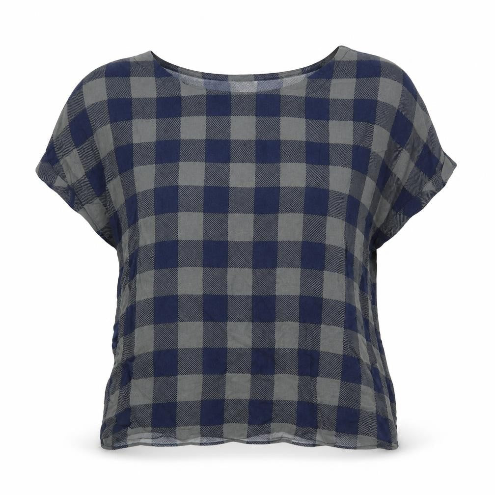 Jack Wills Womens Grey Check Viscose Basic Blouse Size 12 Boat Neck