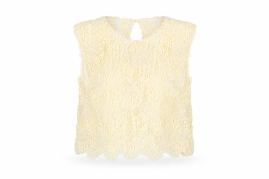 Topshop Womens White Floral Nylon Cropped Tank Size 10 Scoop Neck