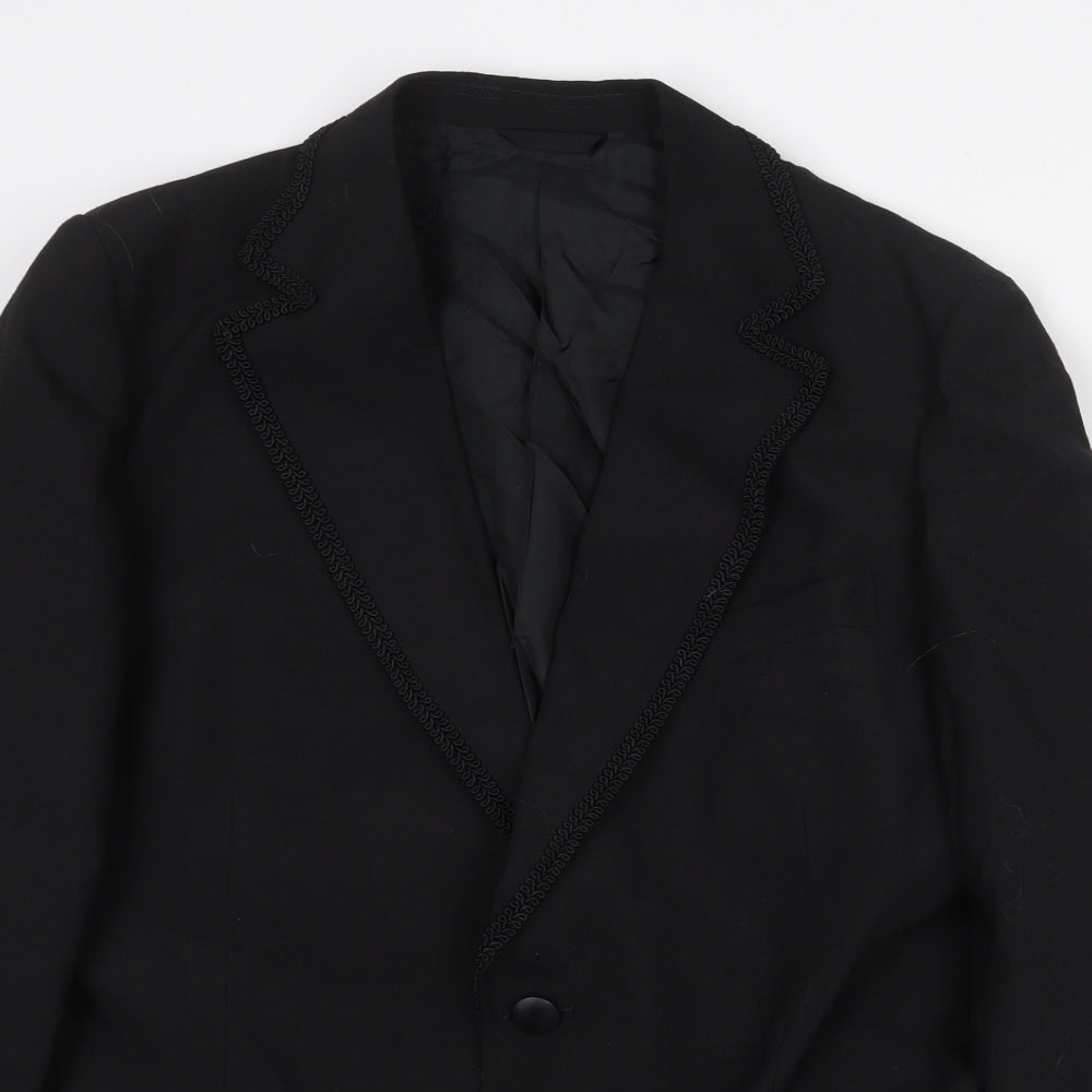Trevira Mens Black Wool Jacket Suit Jacket Size 40 Regular