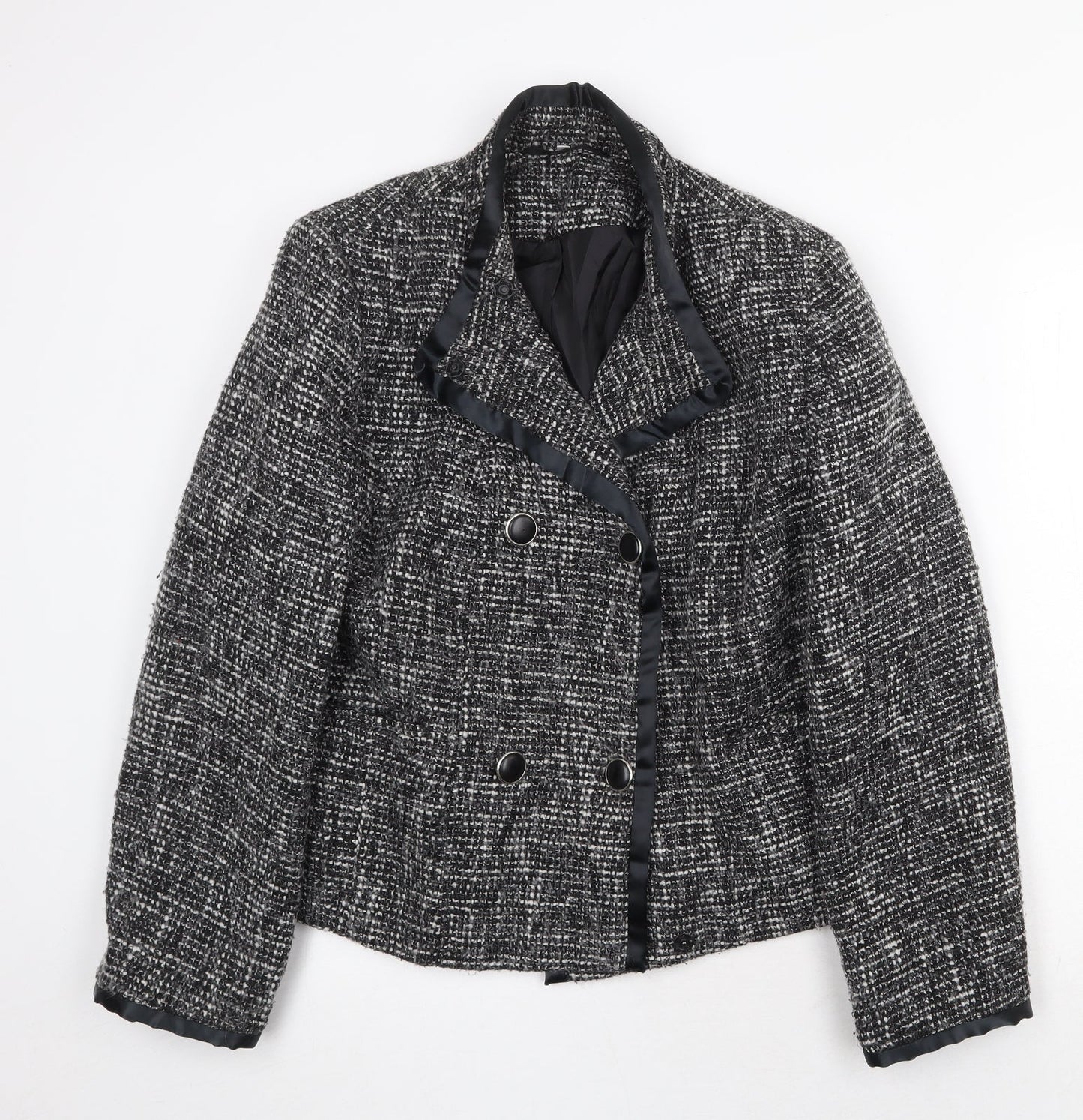 EWM Womens Grey Geometric Jacket Size 16 Button