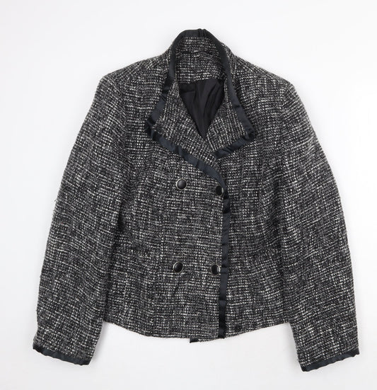 EWM Womens Grey Geometric Jacket Size 16 Button