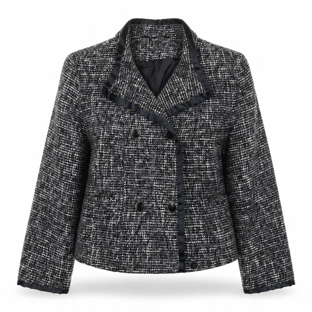 EWM Womens Grey Geometric Jacket Size 16 Button