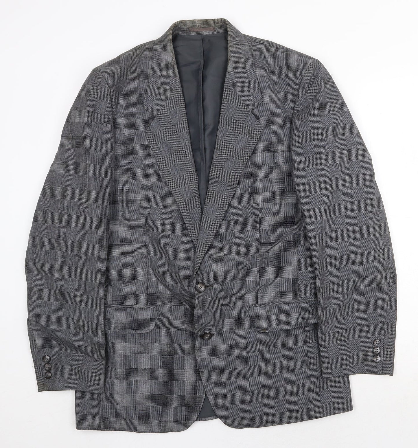 Canda Mens Grey Plaid Wool Jacket Suit Jacket Size 38 Regular