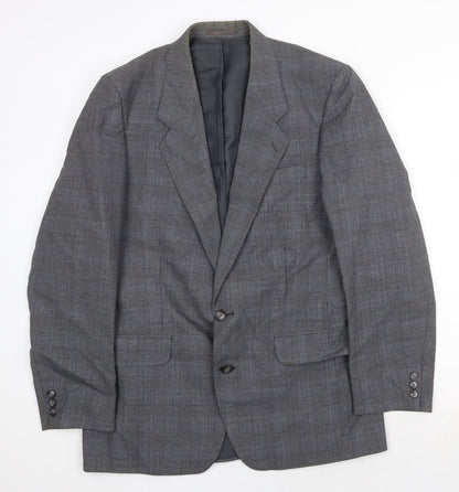 Canda Mens Grey Plaid Wool Jacket Suit Jacket Size 38 Regular