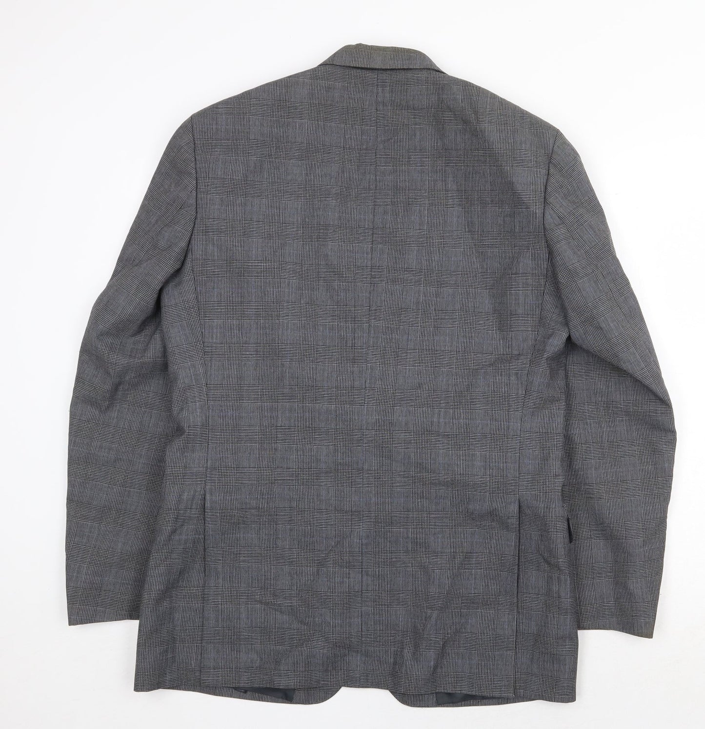 Canda Mens Grey Plaid Wool Jacket Suit Jacket Size 38 Regular