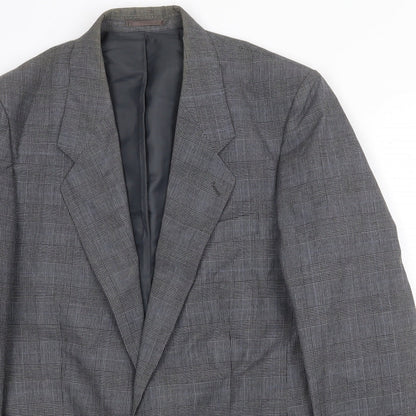 Canda Mens Grey Plaid Wool Jacket Suit Jacket Size 38 Regular
