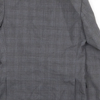 Canda Mens Grey Plaid Wool Jacket Suit Jacket Size 38 Regular