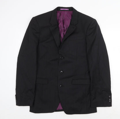 Next Mens Black Striped Wool Jacket Suit Jacket Size 36 Regular