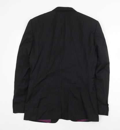 Next Mens Black Striped Wool Jacket Suit Jacket Size 36 Regular
