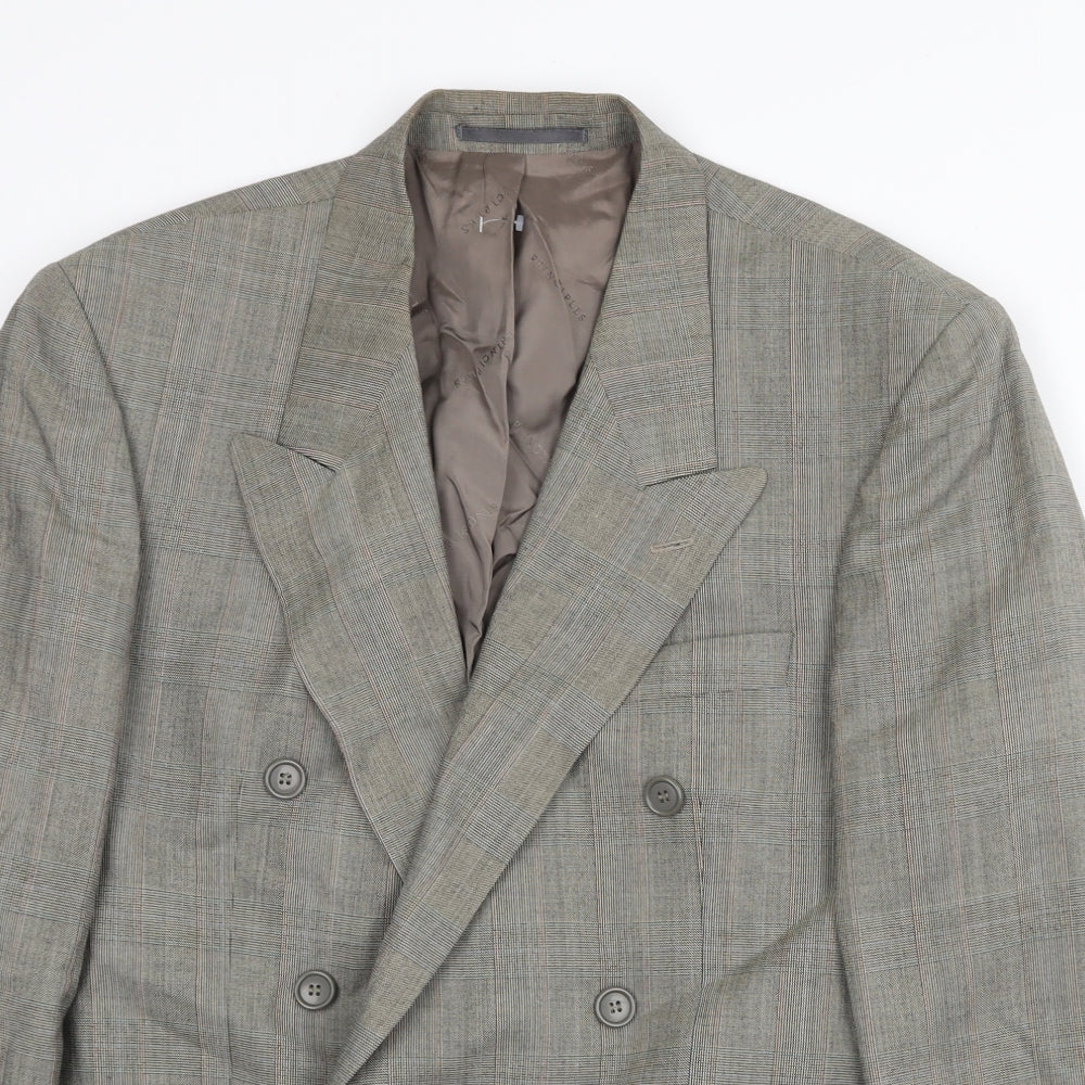 Principles Mens Grey Plaid Polyester Jacket Suit Jacket Size 38 Regular