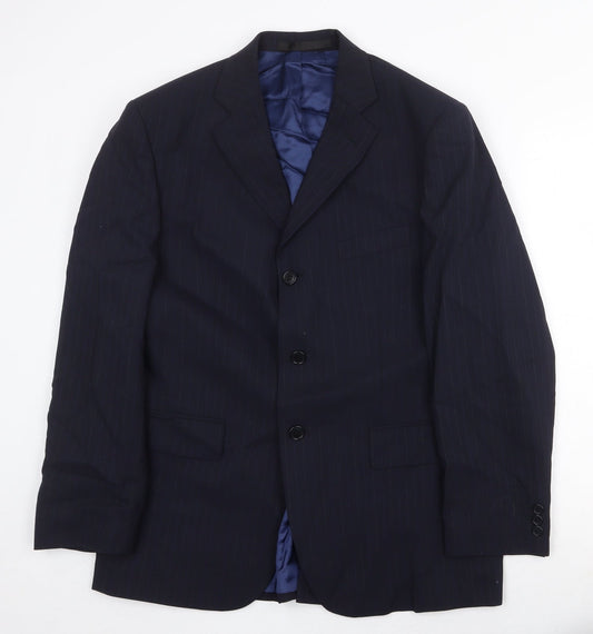 Marks and Spencer Mens Blue Striped Wool Jacket Suit Jacket Size 40 Regular