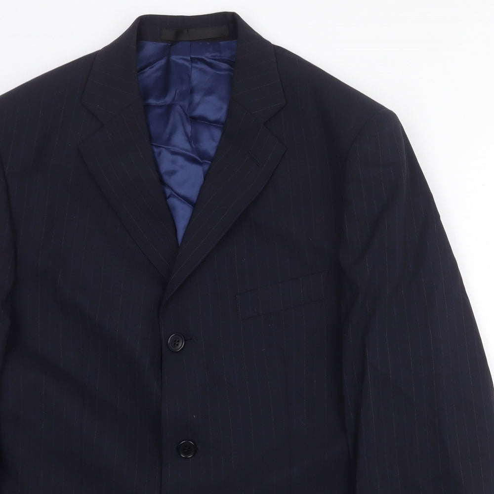 Marks and Spencer Mens Blue Striped Wool Jacket Suit Jacket Size 40 Regular