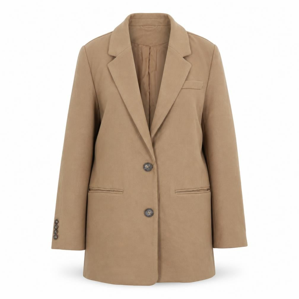 H&M Womens Beige Overcoat Coat Size S Button