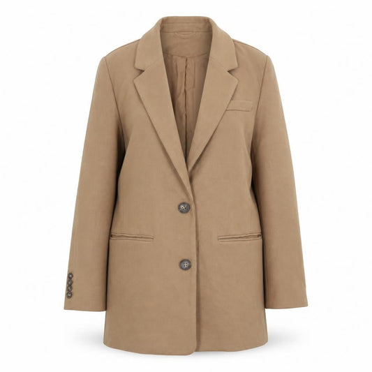 H&M Womens Beige Overcoat Coat Size S Button