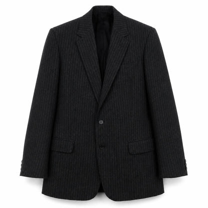 FMT Mens Black Striped Wool Jacket Suit Jacket Size 40 Regular