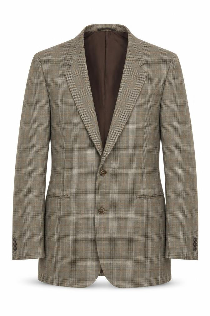 Dunn & Co Mens Brown Plaid Polyester Jacket Suit Jacket Size 40 Regular