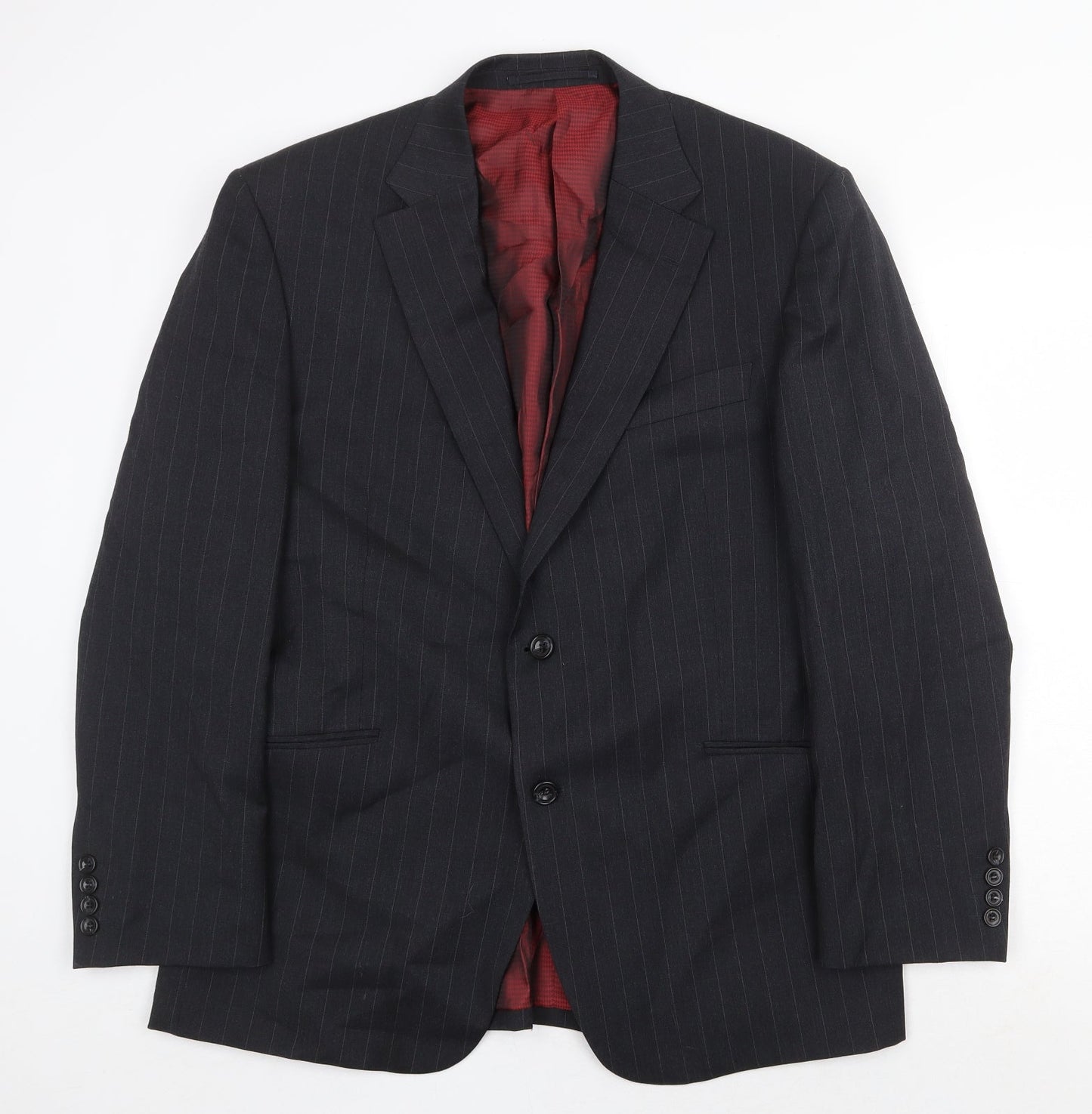 Marks and Spencer Mens Grey Striped Wool Jacket Suit Jacket Size 42 Regular