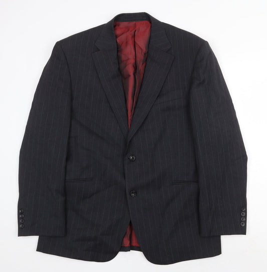 Marks and Spencer Mens Grey Striped Wool Jacket Suit Jacket Size 42 Regular