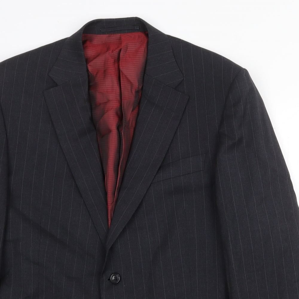 Marks and Spencer Mens Grey Striped Wool Jacket Suit Jacket Size 42 Regular