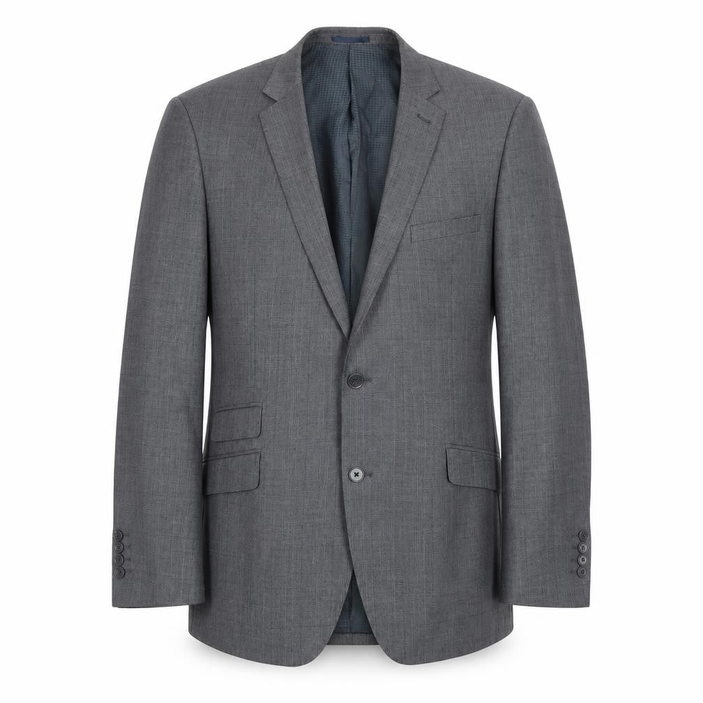 F&F Mens Grey Plaid Polyester Jacket Suit Jacket Size 46 Regular