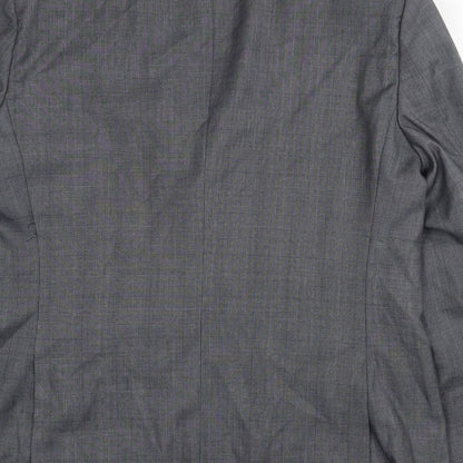 F&F Mens Grey Plaid Polyester Jacket Suit Jacket Size 46 Regular