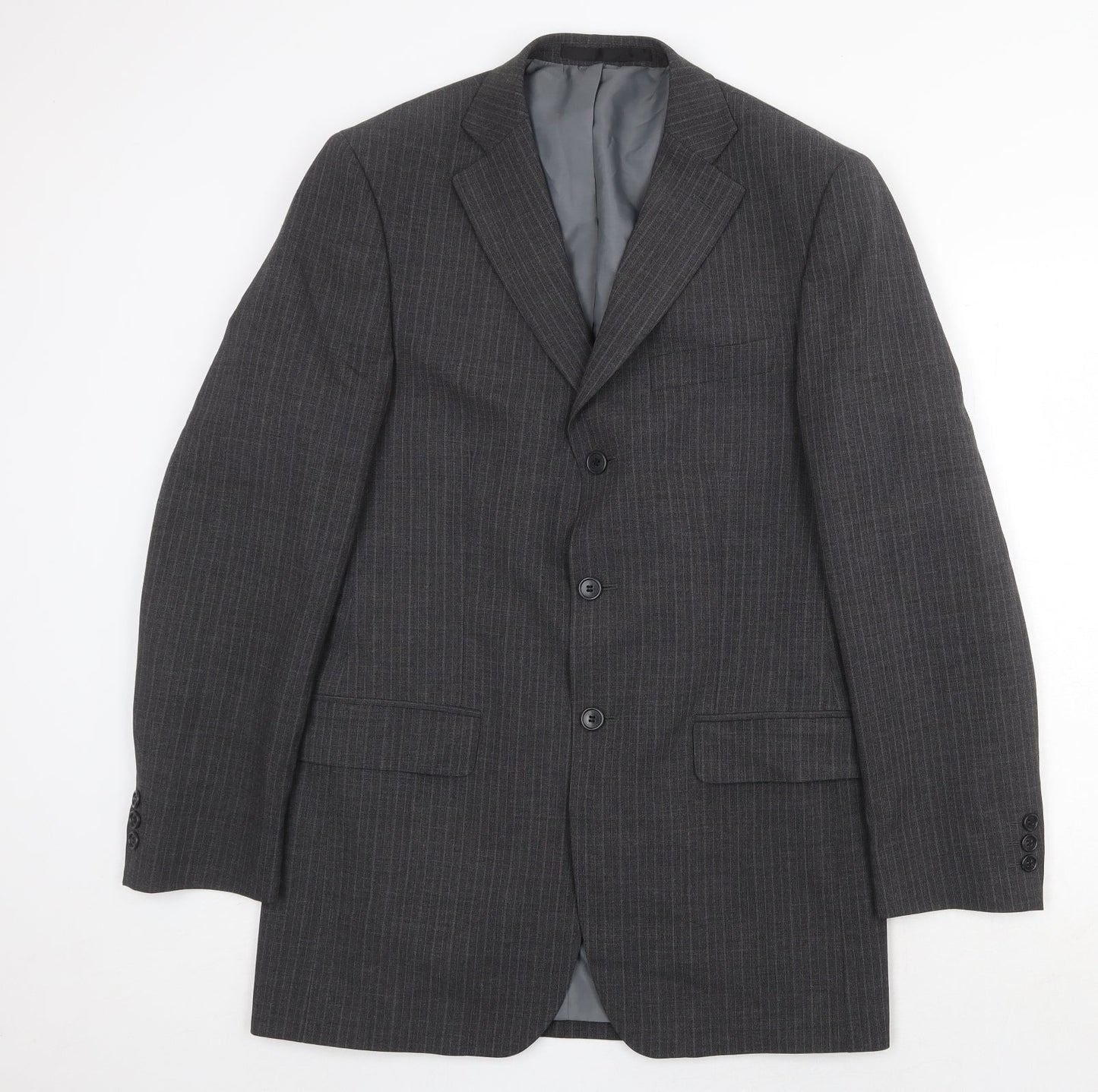 Marks and Spencer Mens Gold Striped Polyester Jacket Suit Jacket Size 40 Regular