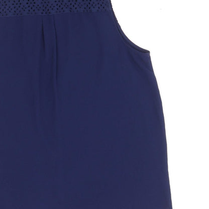 Dorothy Perkins Womens Blue Polyester Basic Button-Up Size 14 Collared - Broderie Anglaise