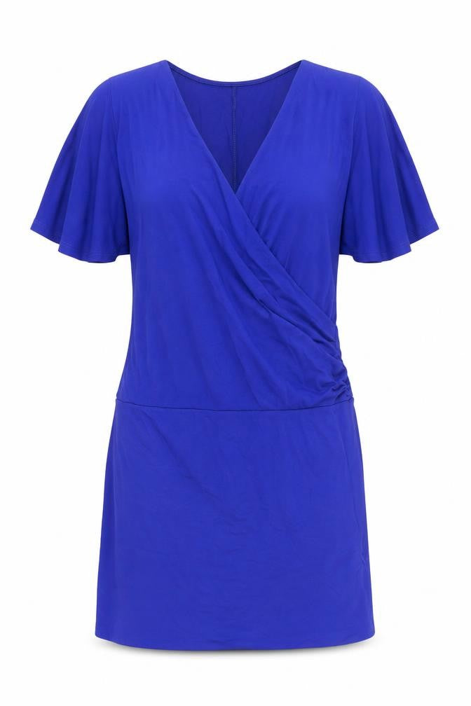 Definitions Womens Blue Viscose A-Line Size 12 V-Neck Pullover