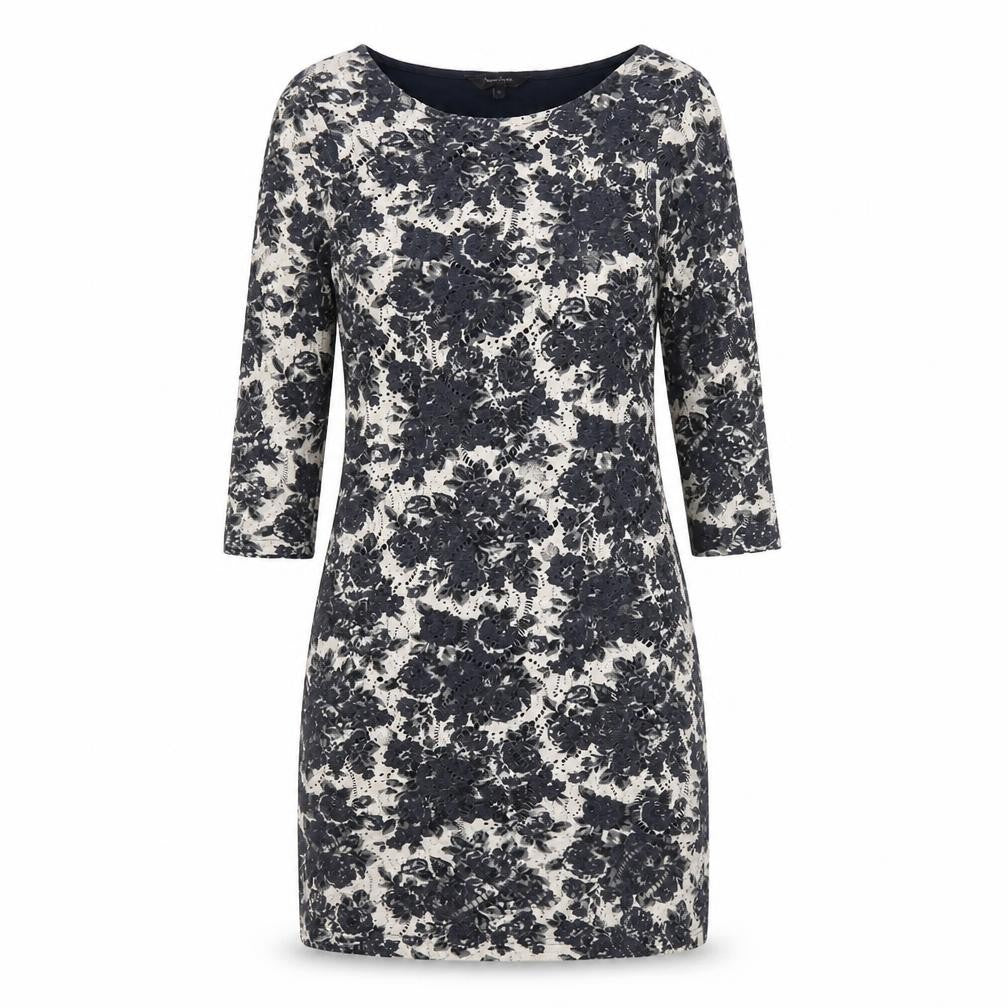 Phase Eight Womens Grey Floral Viscose A-Line Size 10 Round Neck Pullover