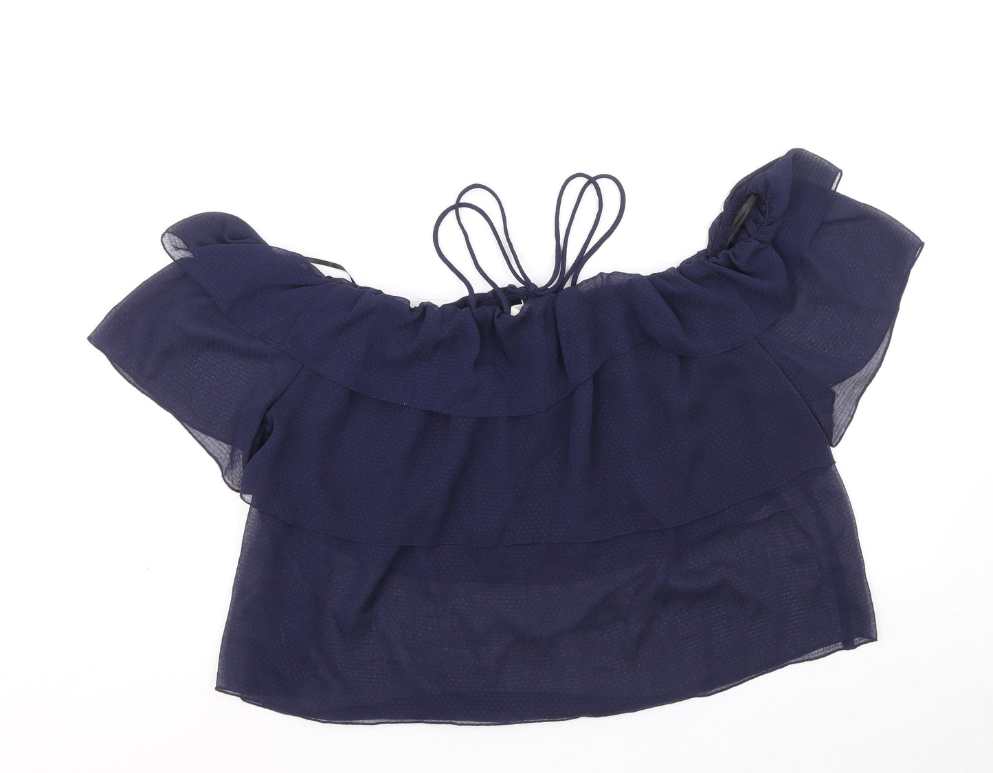 H&M Womens Blue Polyester Cropped Blouse Size 16 Off the Shoulder - Bardot