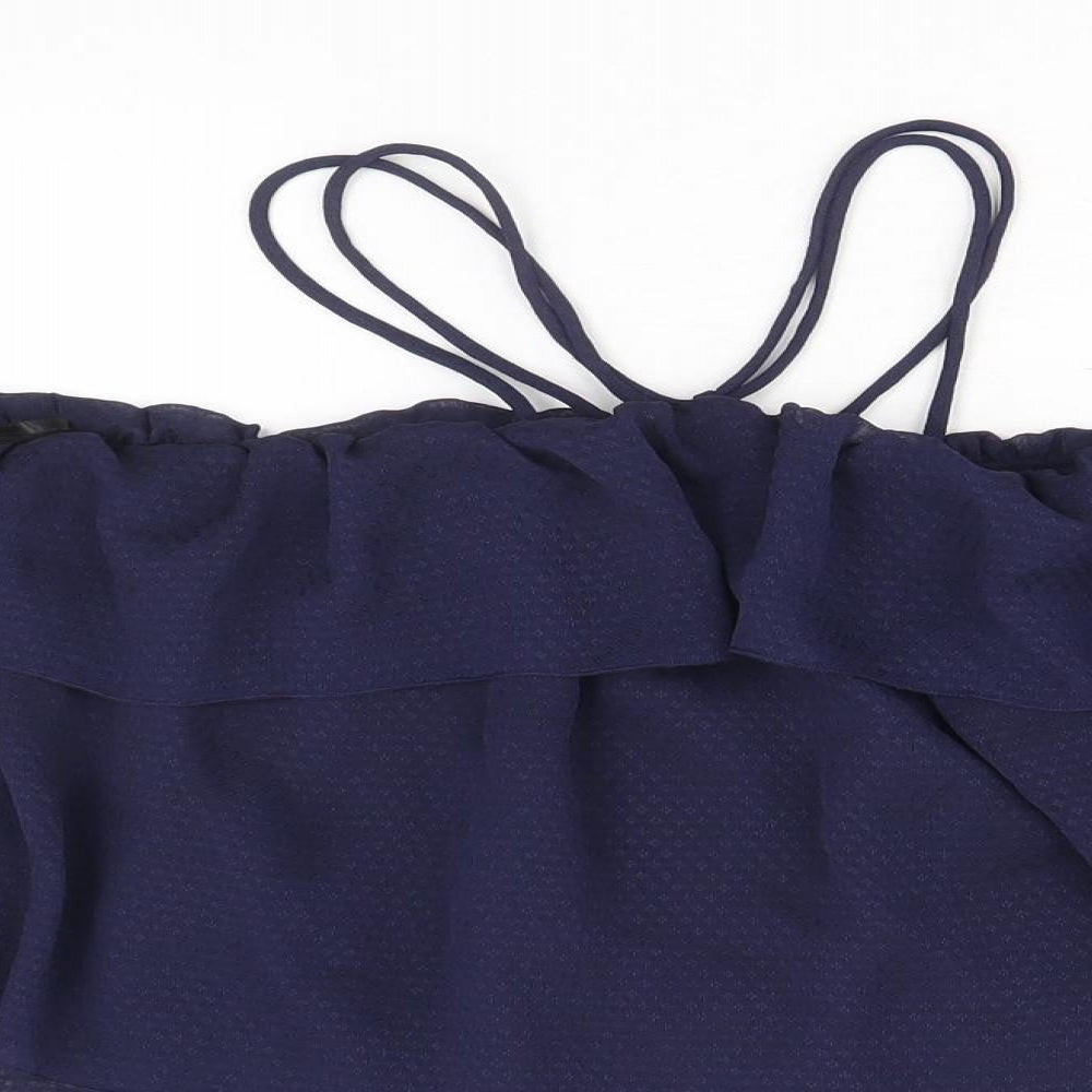 H&M Womens Blue Polyester Cropped Blouse Size 16 Off the Shoulder - Bardot