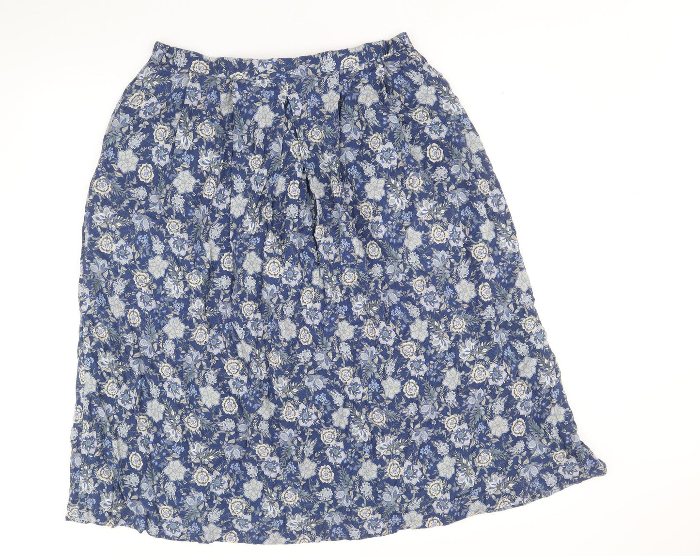 Country Collection Womens Blue Floral Polyester Swing Skirt Size 16 Button