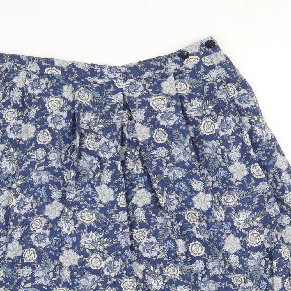 Country Collection Womens Blue Floral Polyester Swing Skirt Size 16 Button