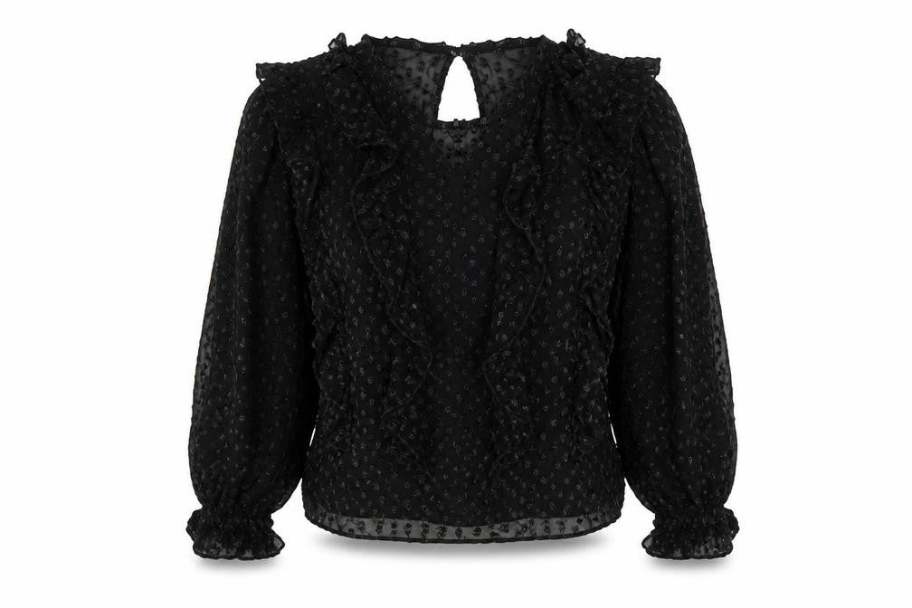 H&M Womens Black Polyester Basic Blouse Size XS V-Neck
