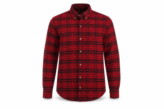 Topman Mens Red Check Polyester Button-Up Size S Collared Button