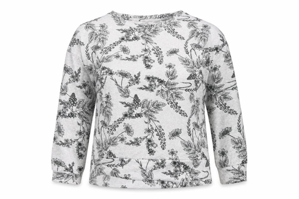 TU Womens Grey Round Neck Floral Polyester Pullover Jumper Size 10