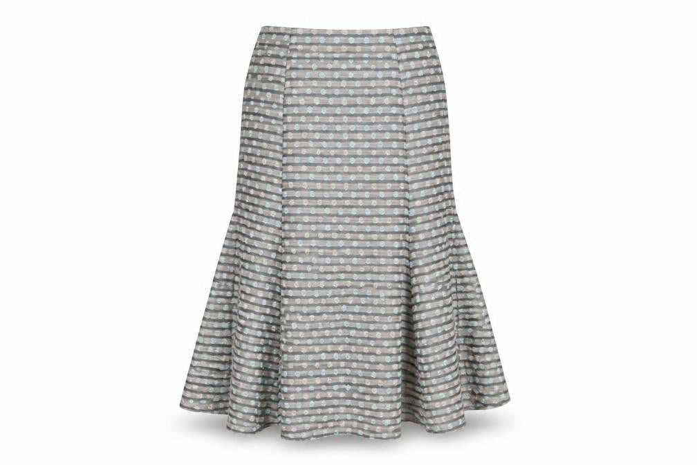 Minuet Womens Grey Geometric Polyester Swing Skirt Size 8 Zip