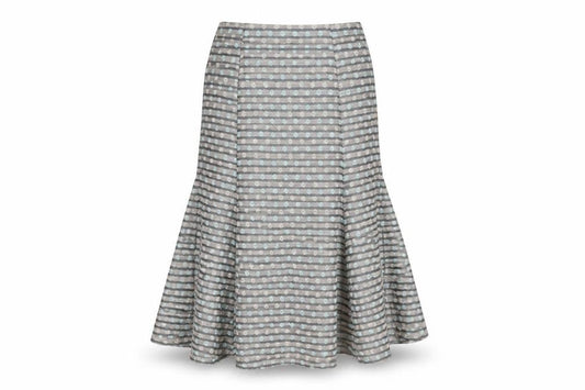 Minuet Womens Grey Geometric Polyester Swing Skirt Size 8 Zip
