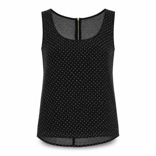 Buala Womens Black Polka Dot Polyester Basic Tank Size M Round Neck