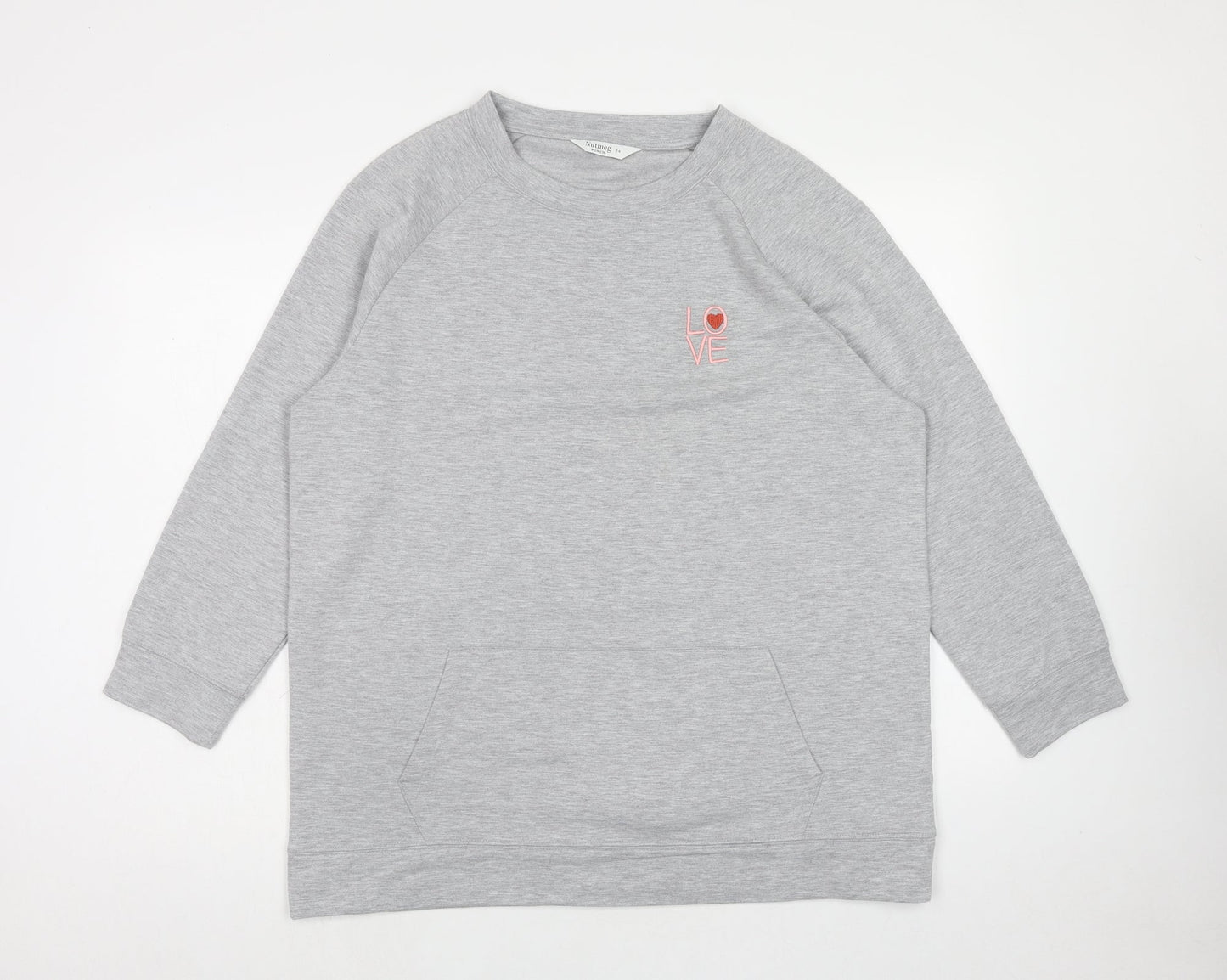 Nutmeg Womens Grey Polyester Pullover Sweatshirt Size 14 Pullover - Love